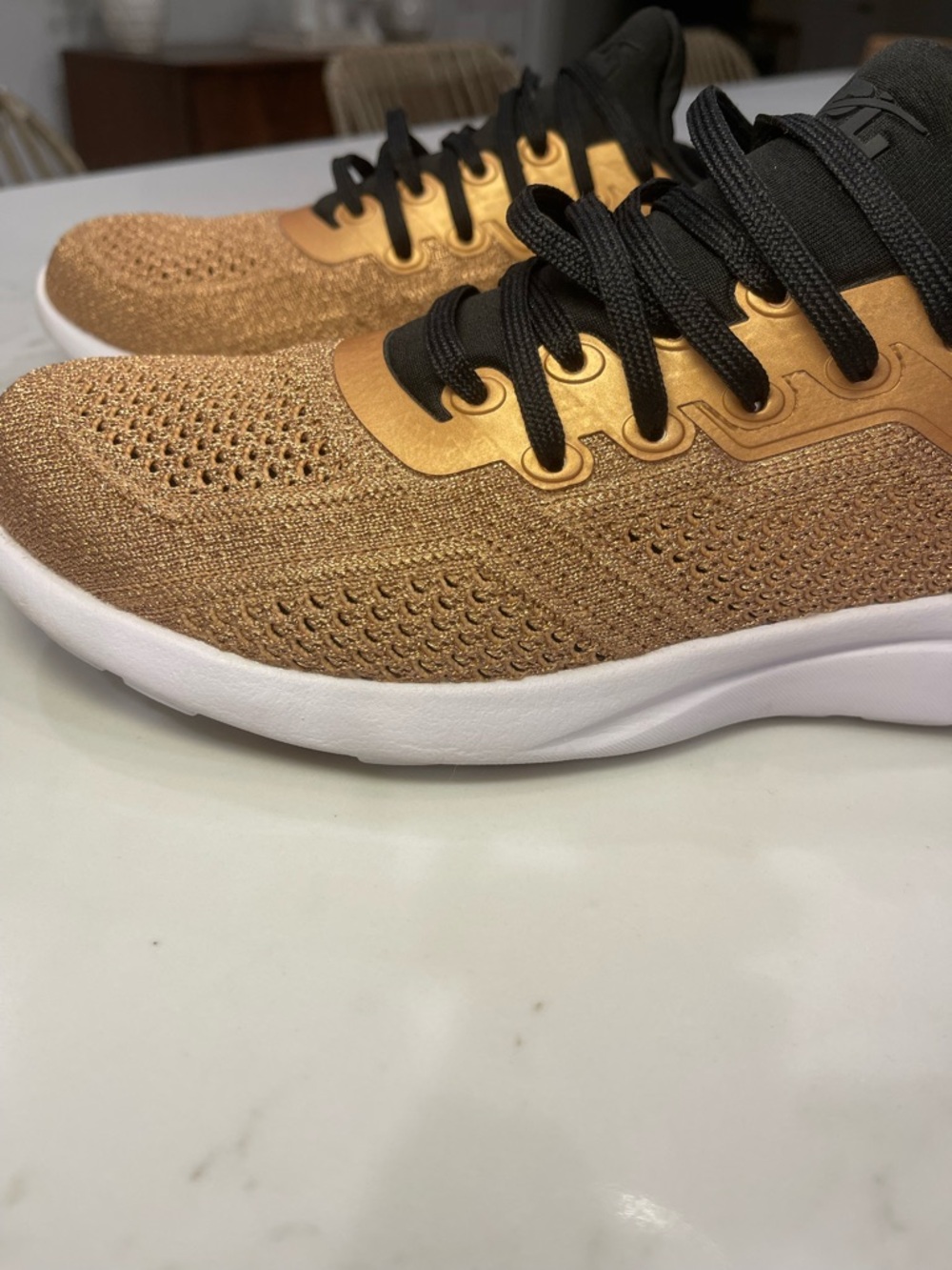 APL TechLoom Tracer women's sneakers in a rose gold and black knit colorway - Picture 14 of 16